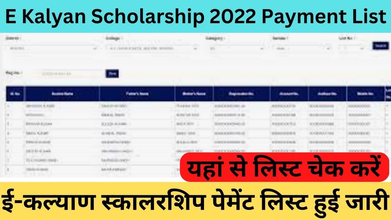 E Kalyan Scholarship 2022 Payment List