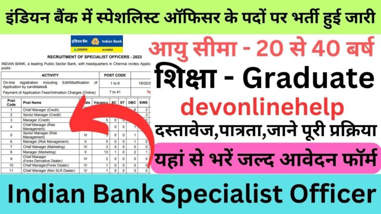 Indian Bank Specialist Officer SO Online Form 2023: इंडियन बैंक में स्पेशलिस्ट ऑफिसर के पदों पर भर्ती हुई जारी यहां से भरें ऑनलाइन फॉर्म