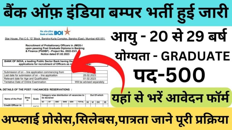 Bank of India Probationary Officers PO Online Form 2023: बैंक ऑफ़ इंडिया बम्पर भर्ती यहां से भरें फॉर्म