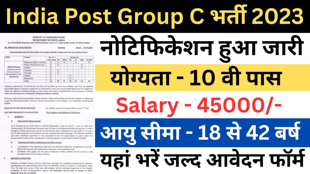 India Post Group C Recruitment 2023 | इंडिया पोस्ट ग्रुप सी भर्ती यहां से भरें आवेदन फॉर्म