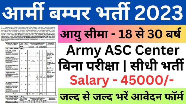 Army ASC Center South Recruitment 2023: आर्मी एएससी सेंटर साउथ भर्ती यहां से भरें आवेदन फॉर्म