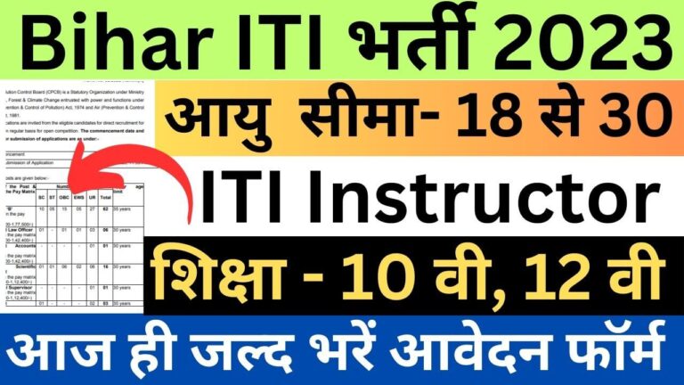 Bihar ITI Instructor Vacancy 2023 | बिहार आईटीआई प्रशिक्षक भर्ती यहां से भरें आवेदन फॉर्म