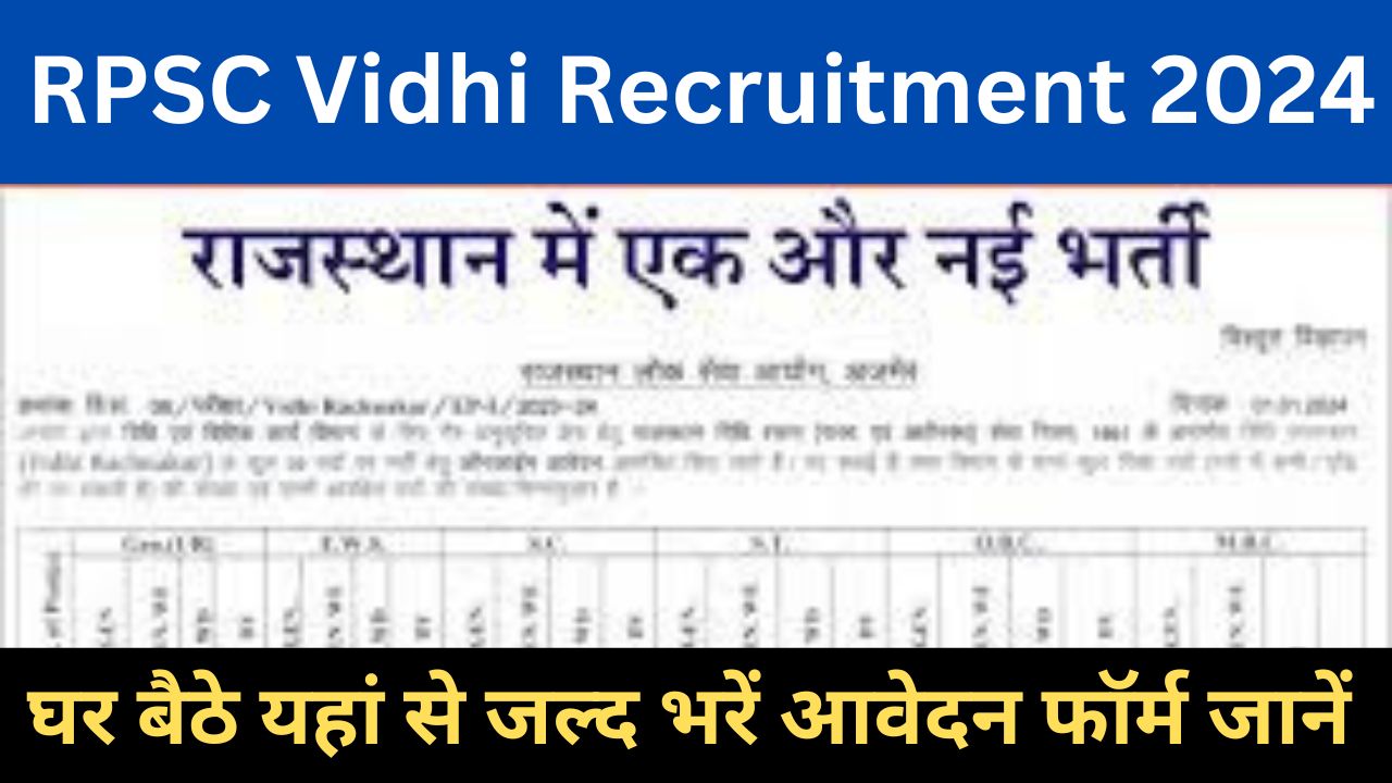 RPSC Vidhi Rachnakar Recruitment 2024 आरपीएससी विधि रचनाकार भर्ती यहाँ से भरें आवेदन फॉर्म