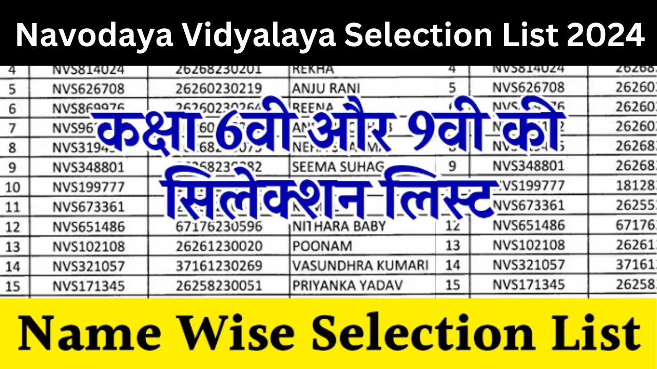 Navodaya Vidyalaya Selection List 2024 : नवोदय विद्यालय की सिलेक्शन लिस्ट हुई जारी , यहाँ से चेक करें