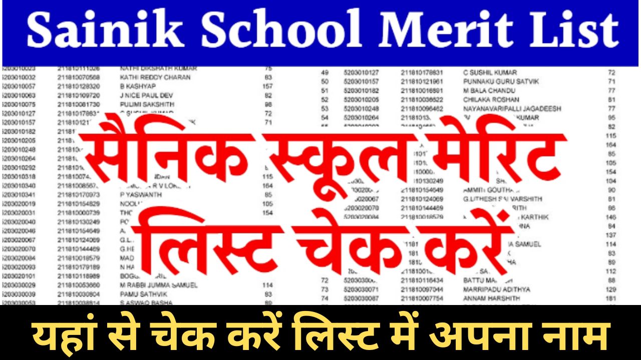 Sainik School Merit List 2024 सैनिक स्कूल मेरिट लिस्ट चेक करें देखे